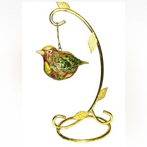 Cloisonné Enamel Bird Hanging  Partridge in a Pear Tree NYCO Vintage